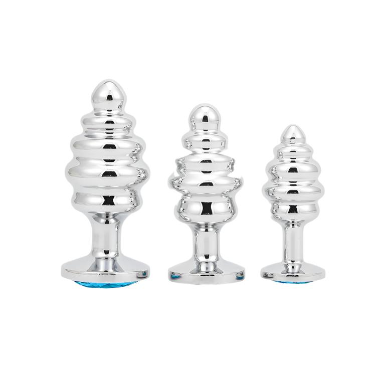 'Wavy' Stainless Steel Ribbed Butt Plug Set (3 Piece)