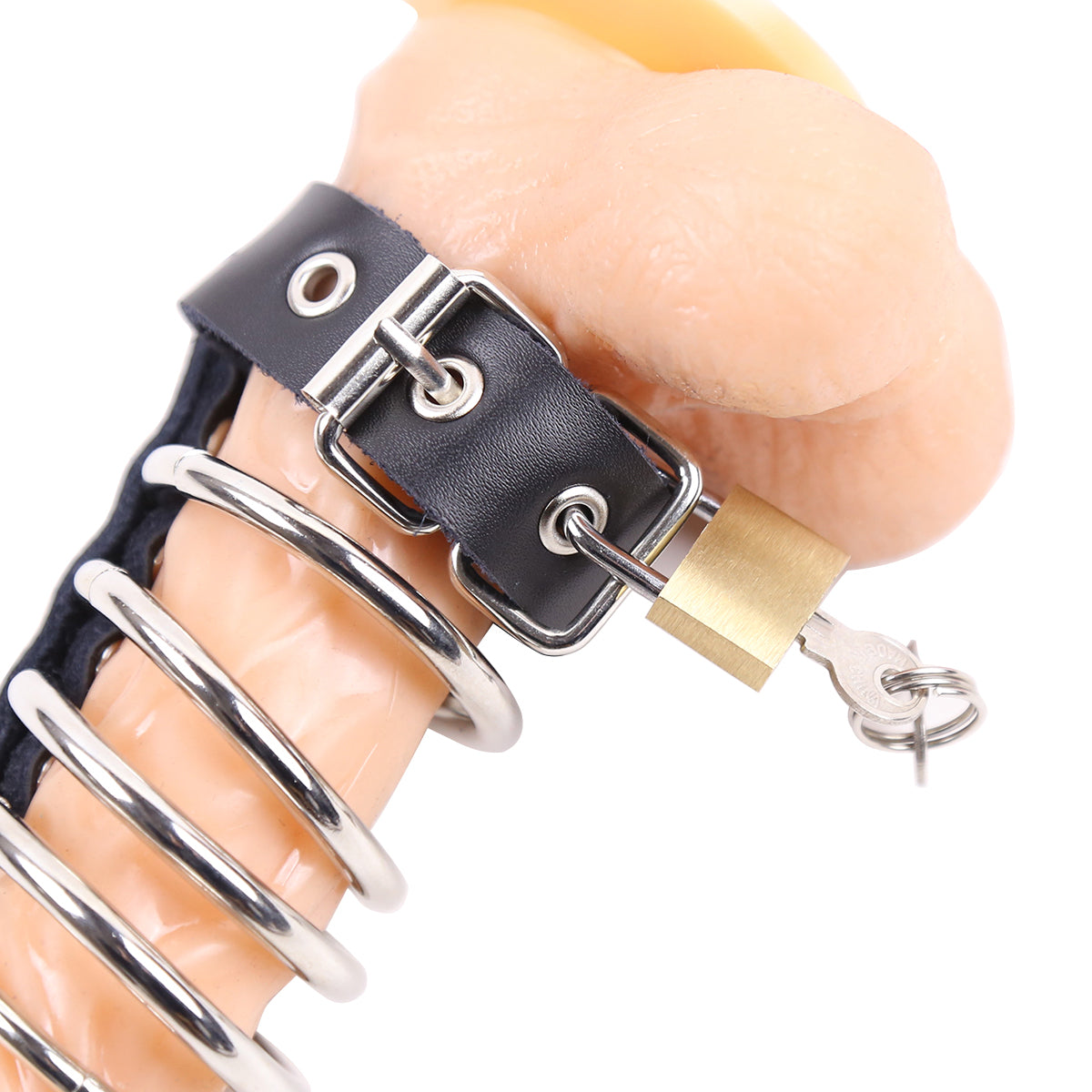 Lockable Leather and Steel Chastity Cage