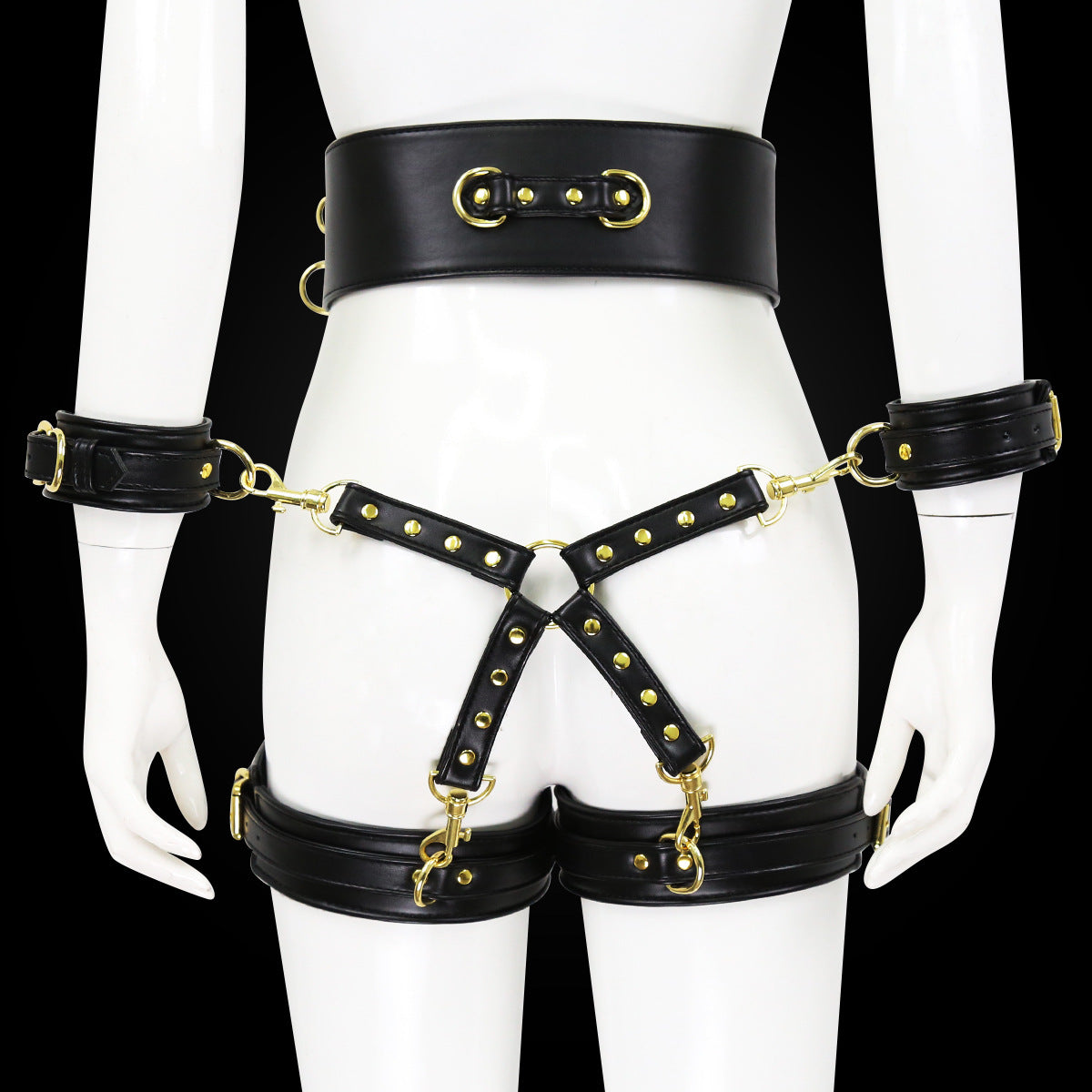 Faux Leather Waist to Thigh Handcuff Restraint