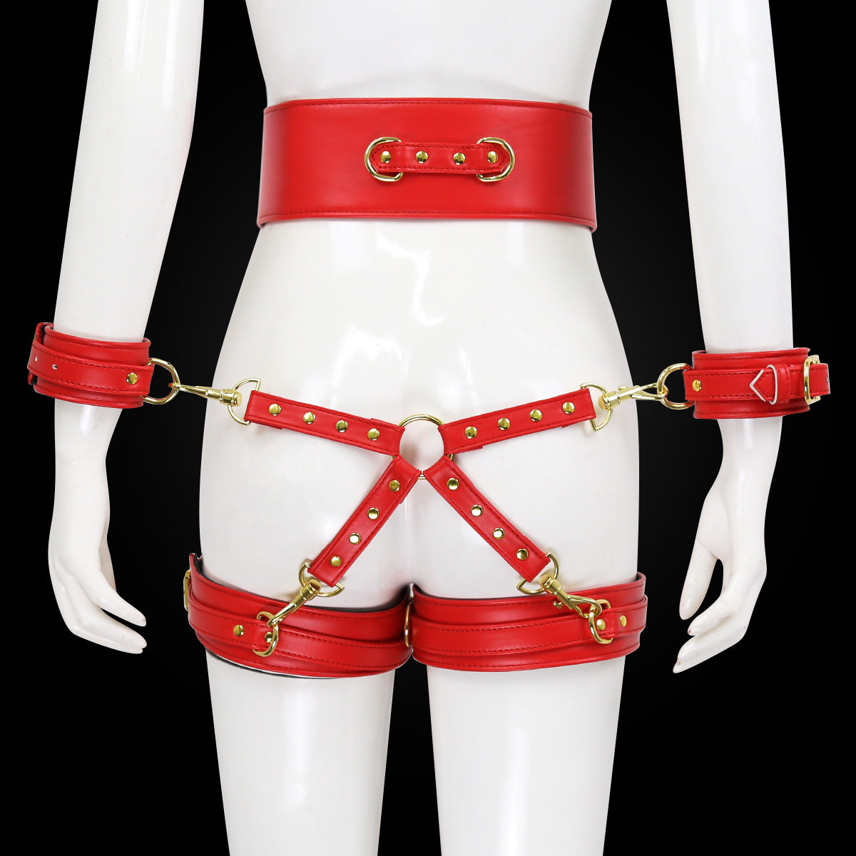 Faux Leather Waist to Thigh Handcuff Restraint