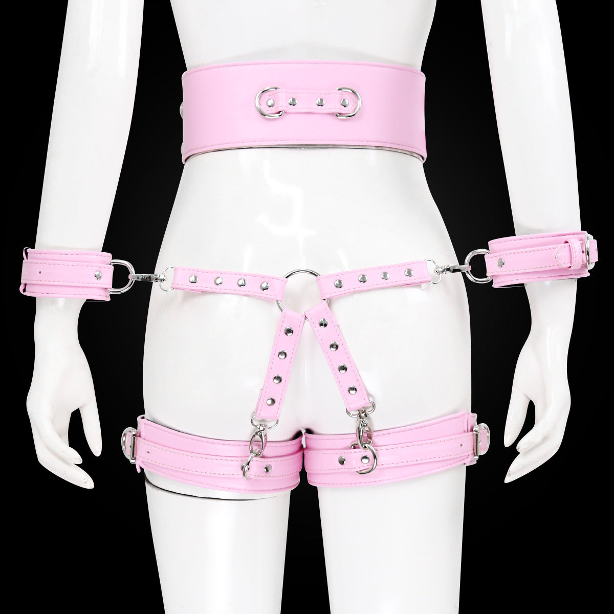 Faux Leather Waist to Thigh Handcuff Restraint