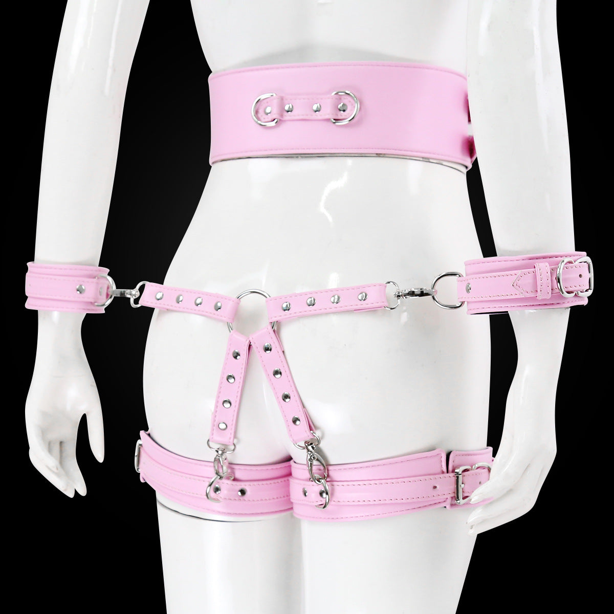 Faux Leather Waist to Thigh Handcuff Restraint