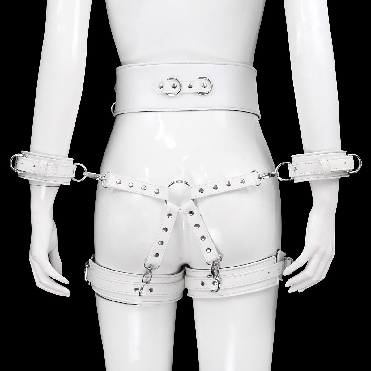 Faux Leather Waist to Thigh Handcuff Restraint