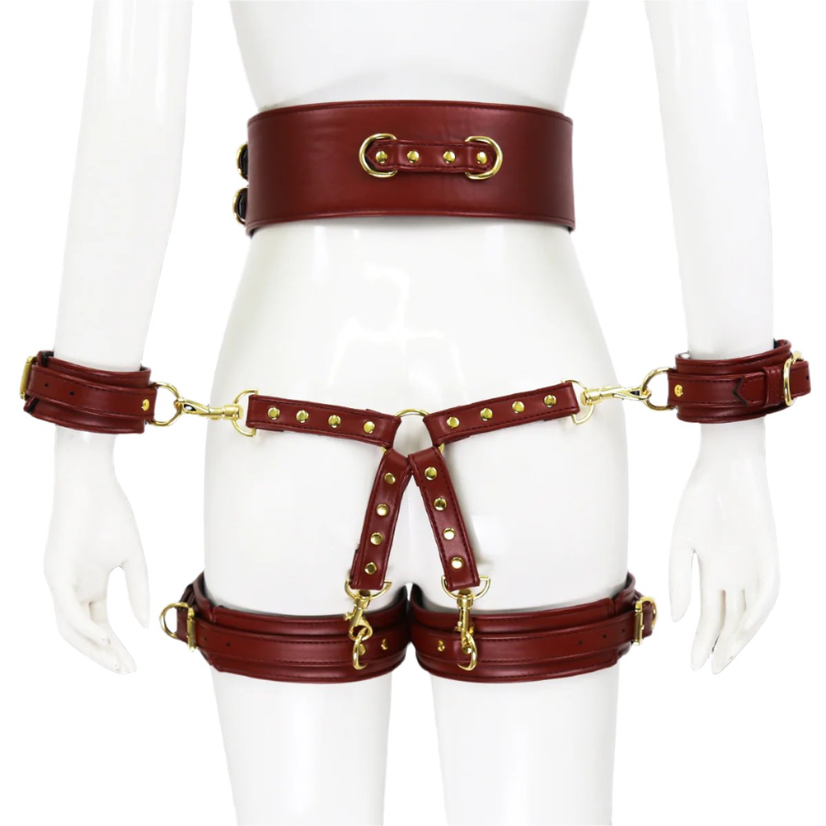 Faux Leather Waist to Thigh Handcuff Restraint