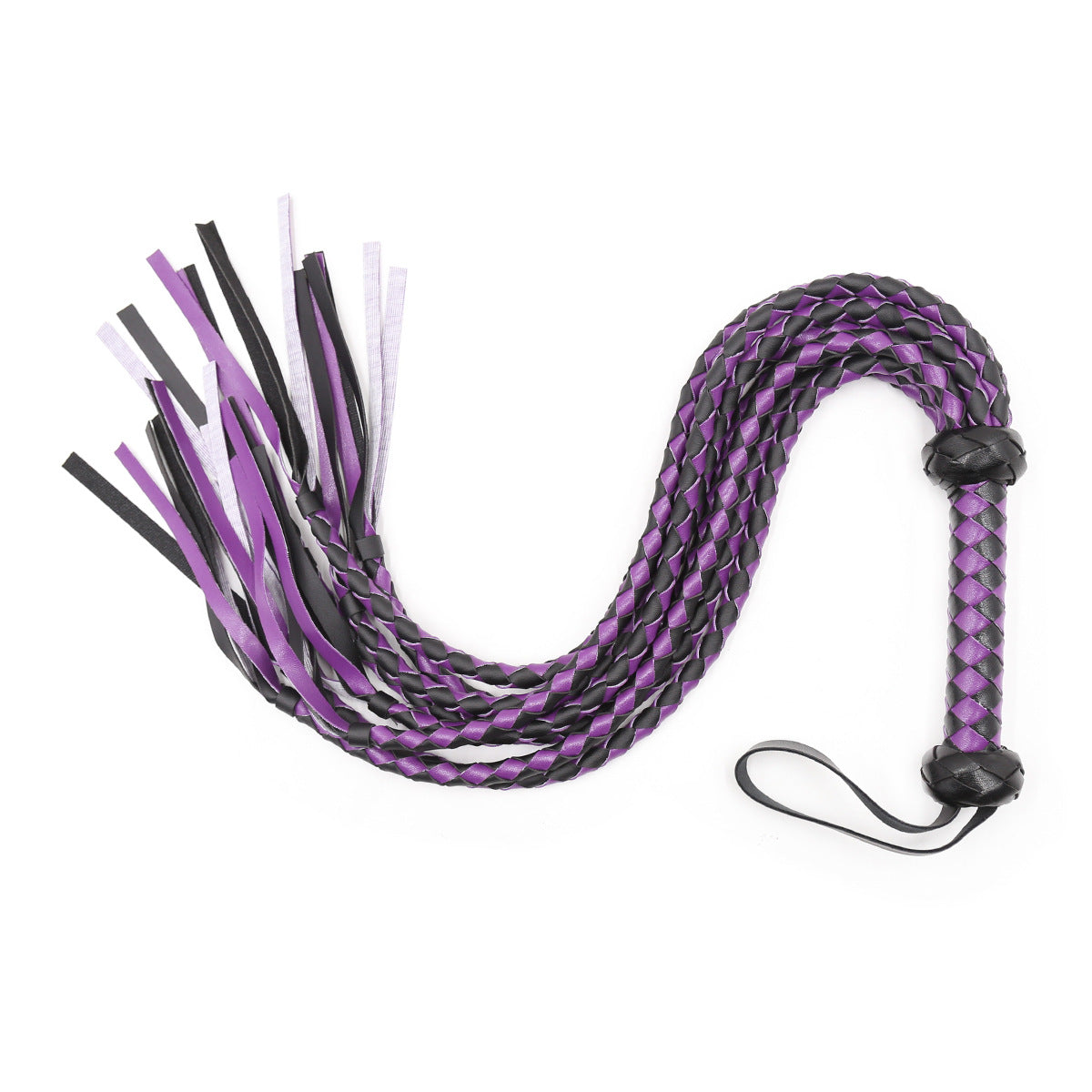 Black and Purple Plaited Fetish Flogger