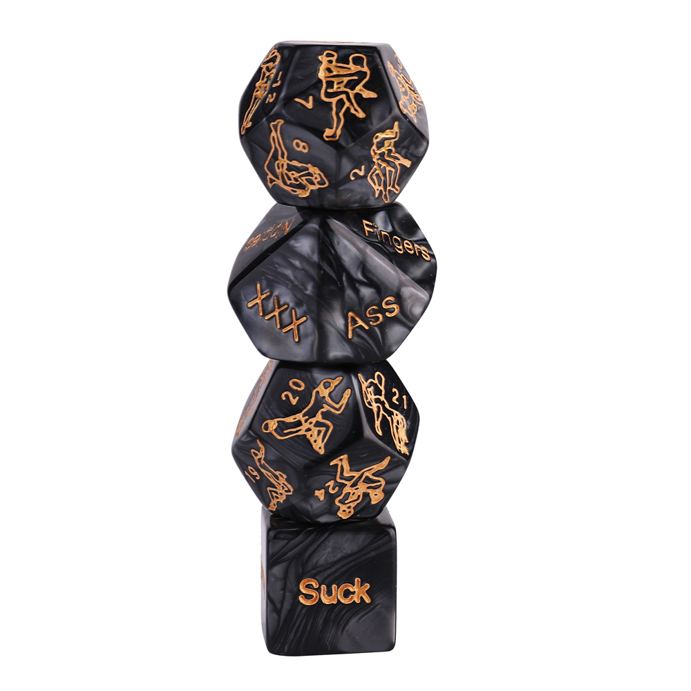 4-Set Sexual Position Dice- Black and Gold Edition