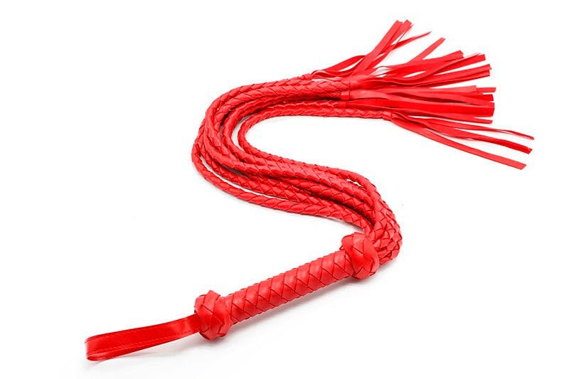 Plaited Faux Leather Bull Whip Bondage Crop