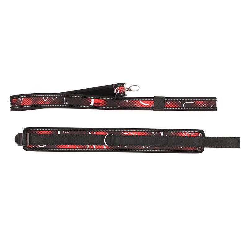 Black and Red Patterned Beginners Bondage Collar and Lead