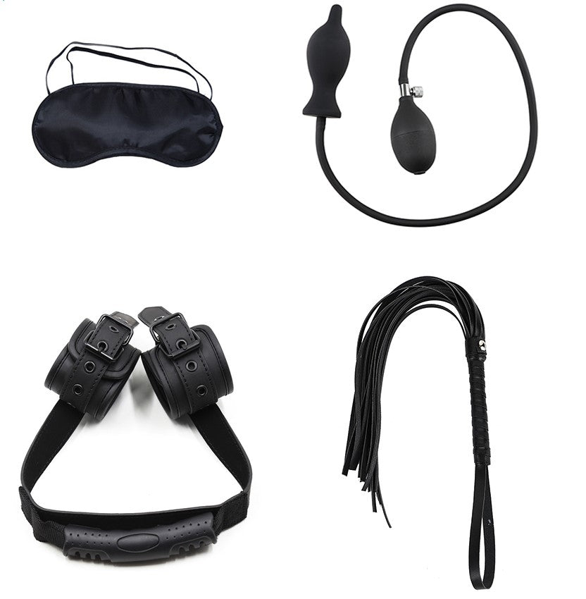 Black Faux Leather Anal Toy Bondage Kit