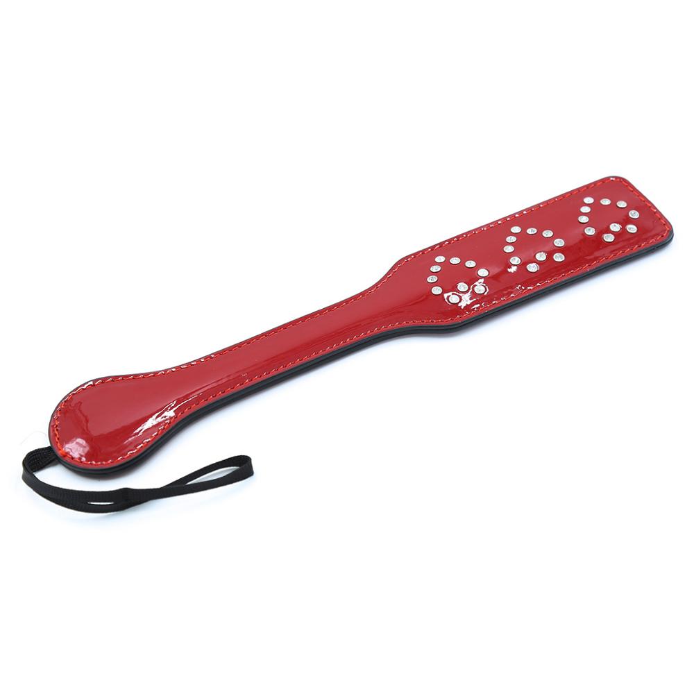 Faux Leather Spanking Paddle with Diamante Heart Shapes