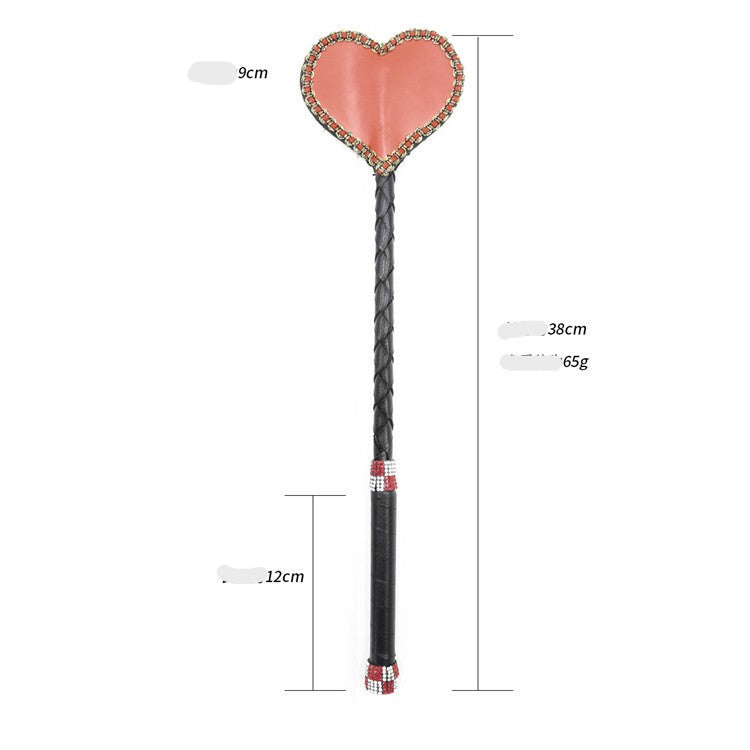 Faux Leather Red Heart Riding Crop