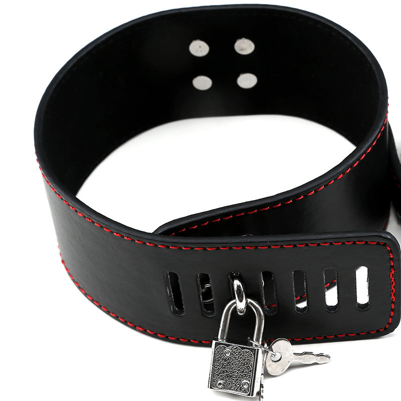 Padlocked Faux Leather Fetish Collar