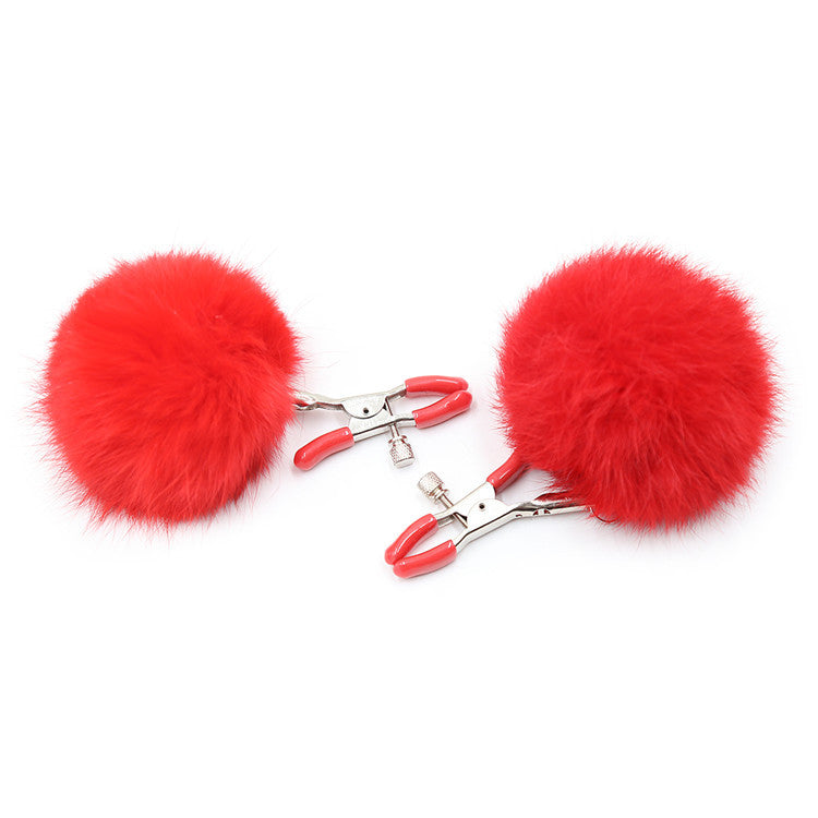 Red 'Pom Pom' Nipple Clamps