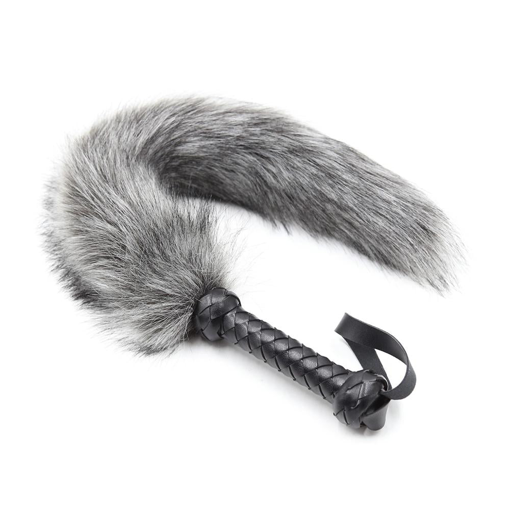 Faux Silver Fox Tail Flogger