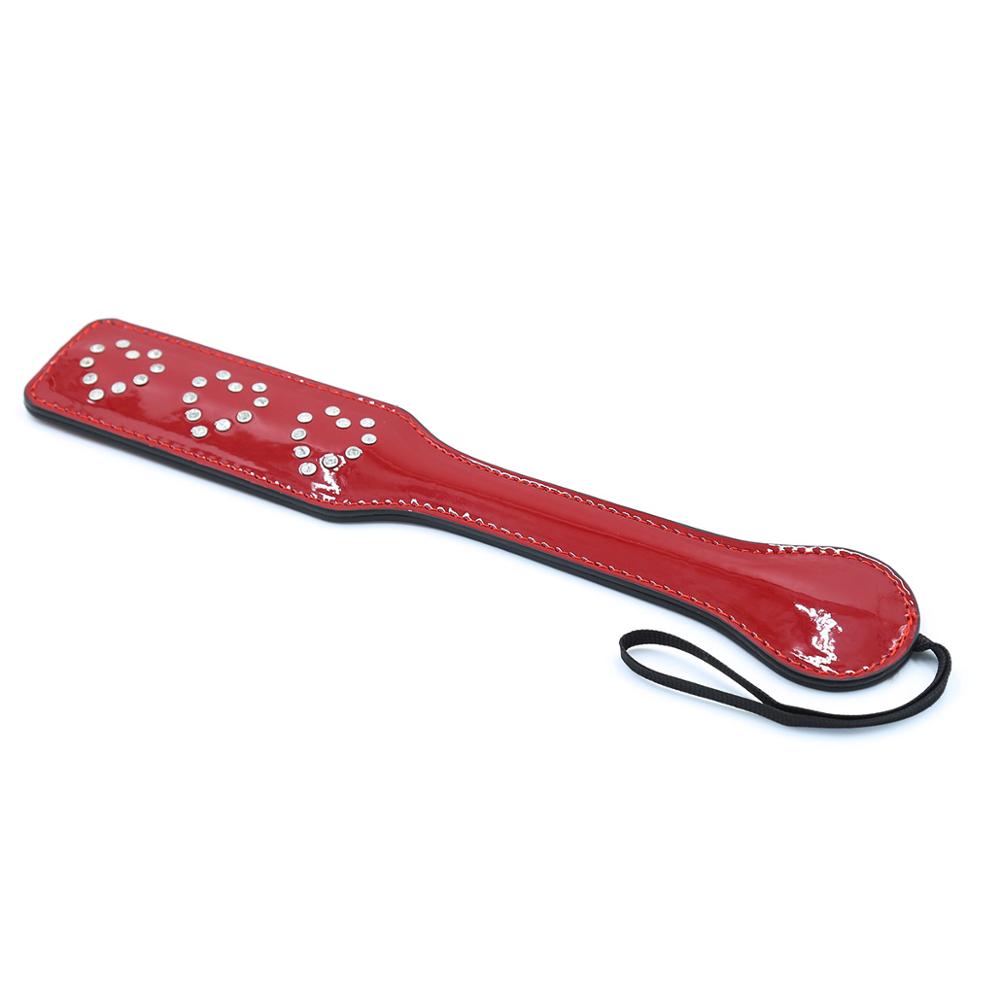 Faux Leather Spanking Paddle with Diamante Heart Shapes