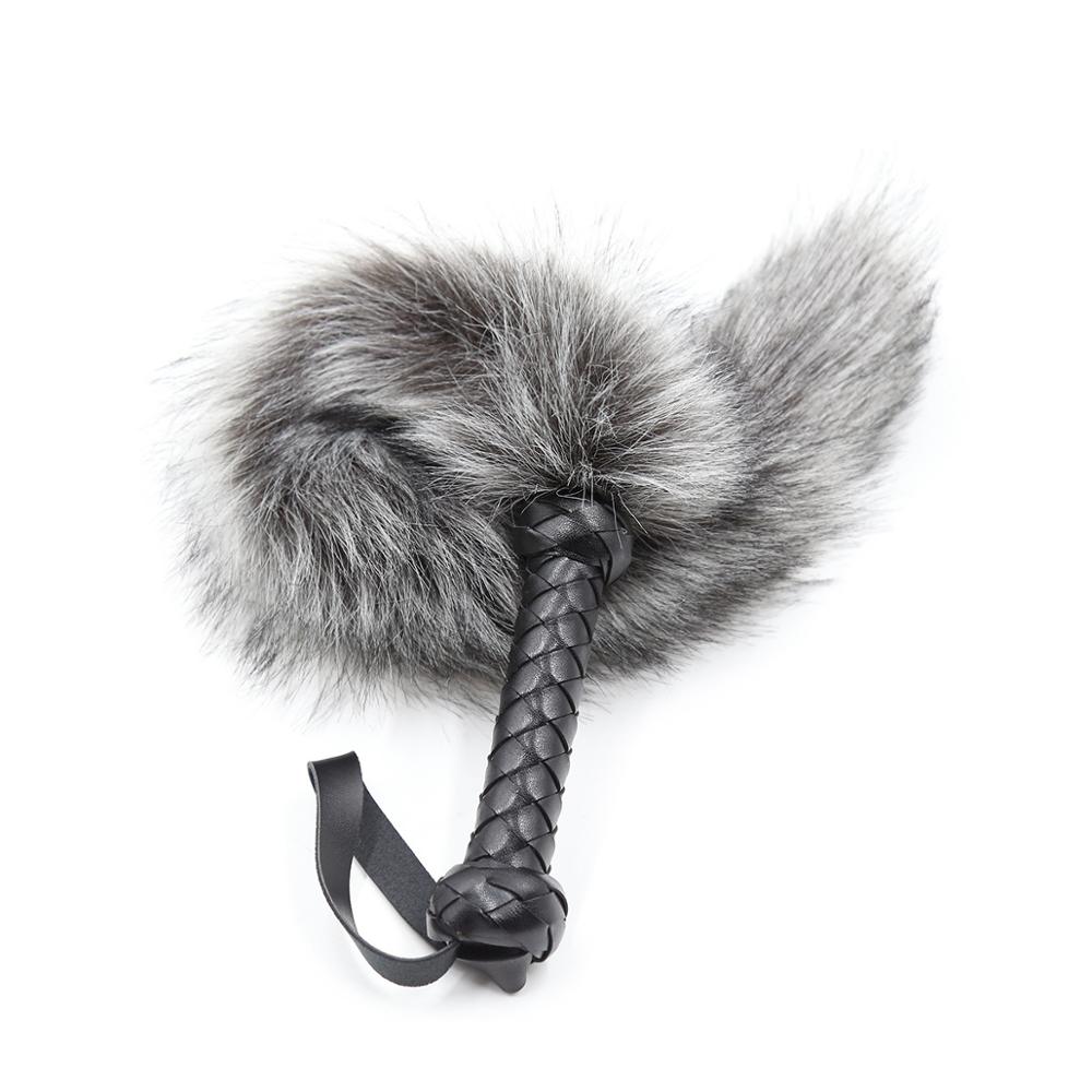 Faux Silver Fox Tail Flogger