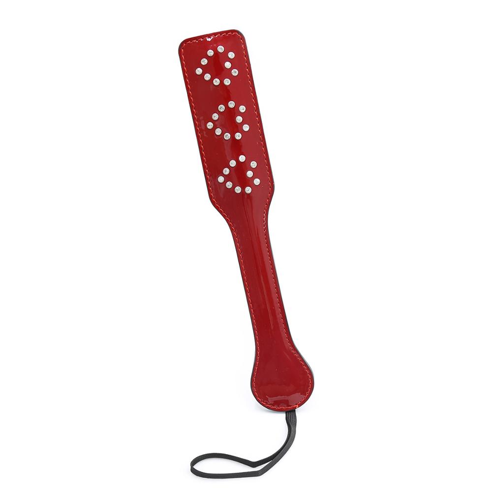 Faux Leather Spanking Paddle with Diamante Heart Shapes