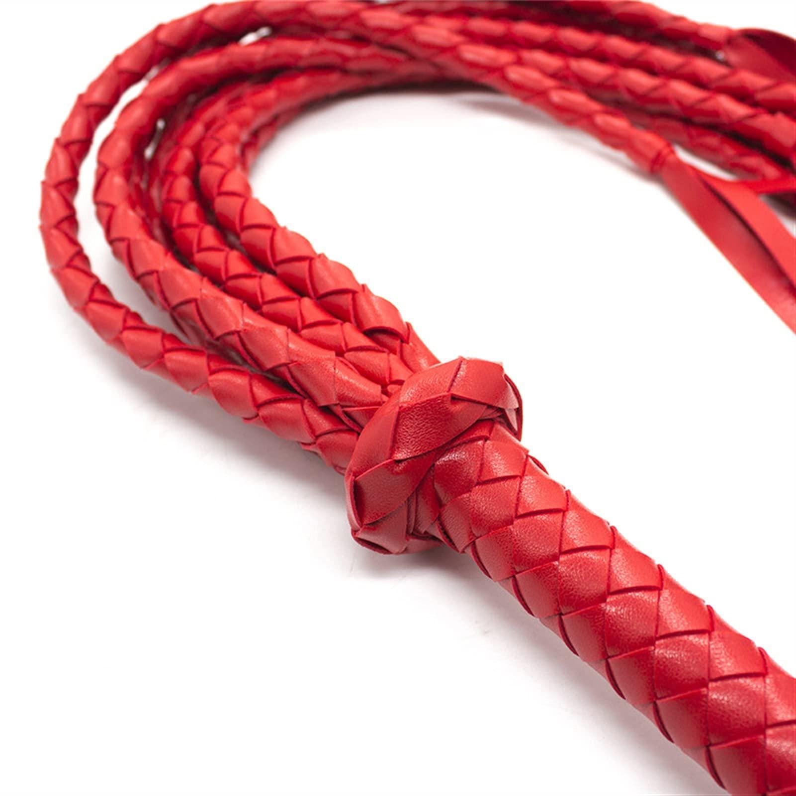 Red Plaited Fetish Flogger