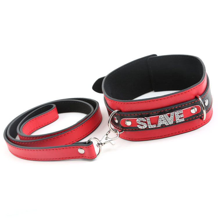 Diamante 'Slave' Slogan Bondage Collar and Lead