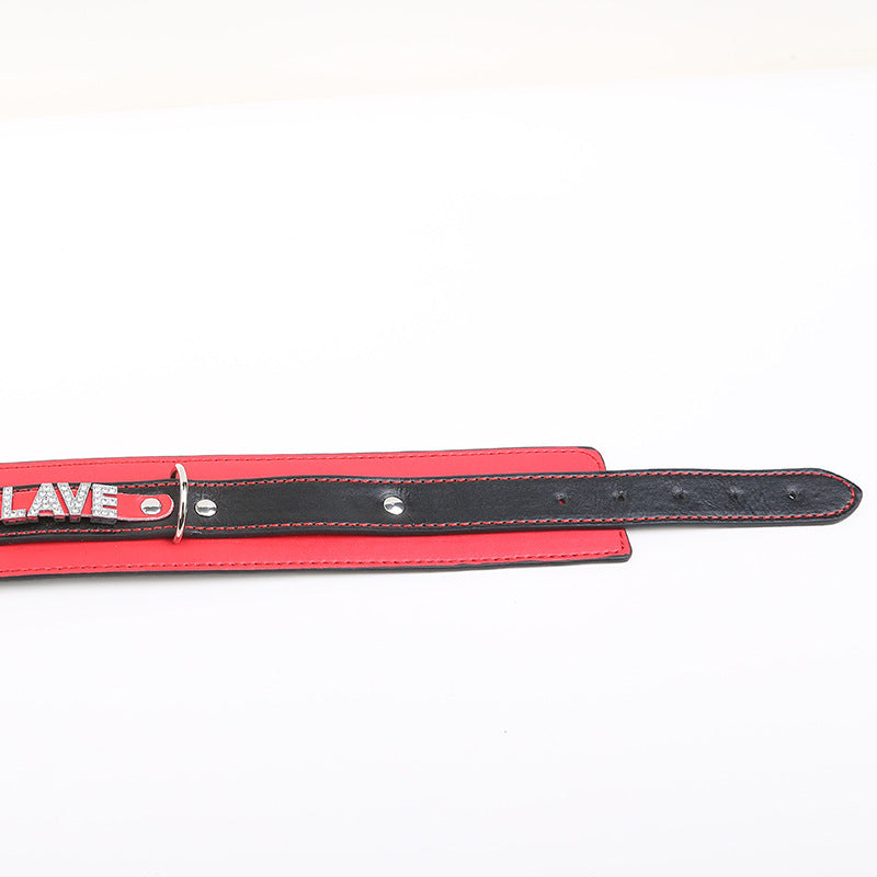 Diamante 'Slave' Slogan Bondage Collar and Lead