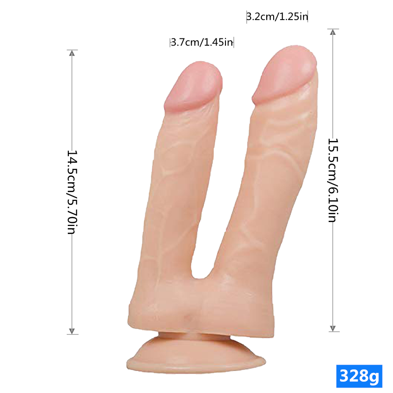 Realistic Double Penetration Suction Cup Dildo