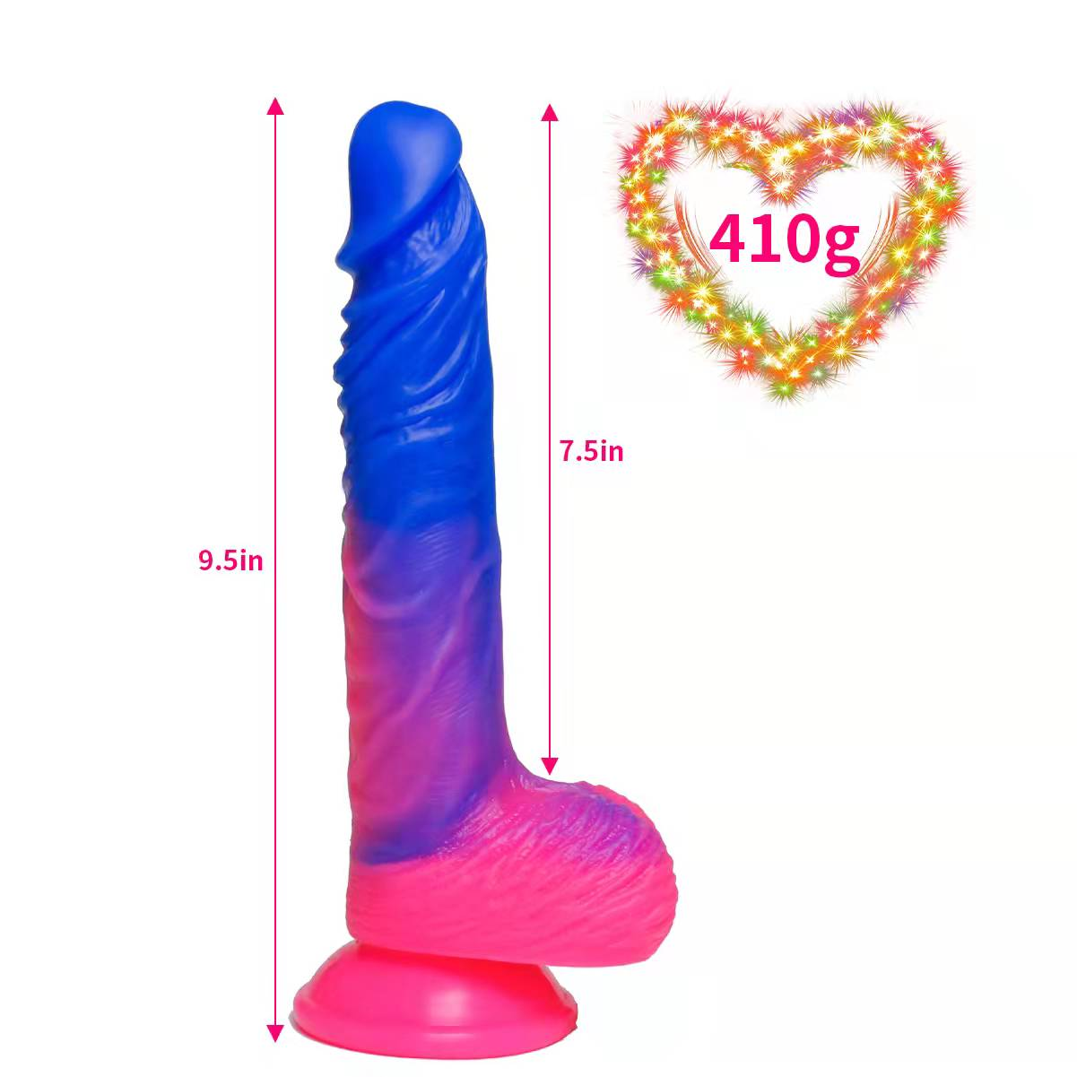 9 Inch Realistic Colourful Suction Cup Dildo