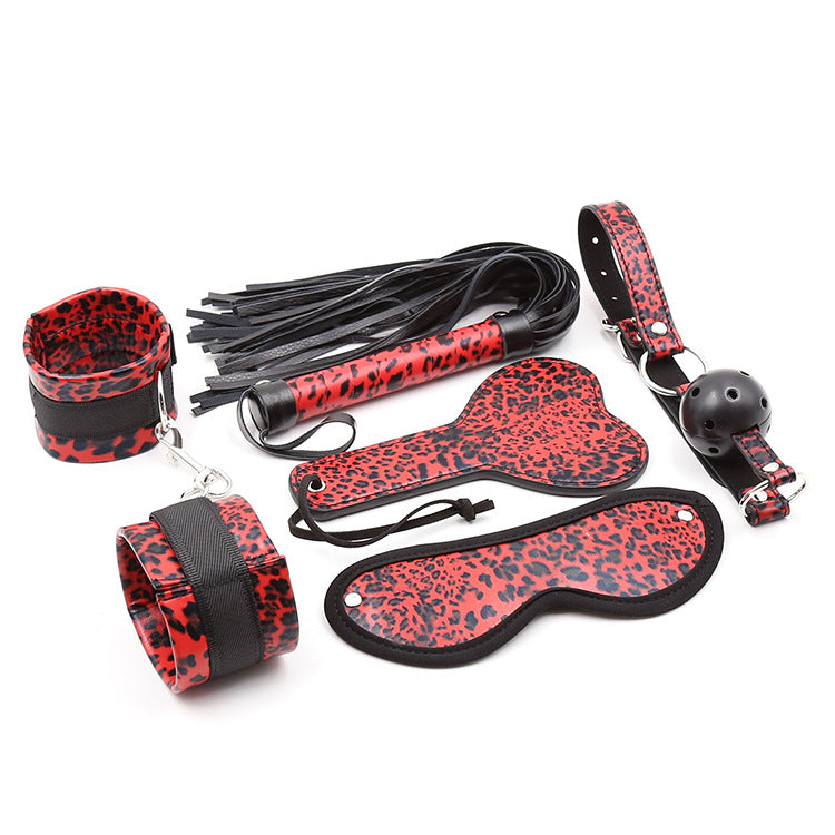 Leopard Print 5 Piece Bondage Kit