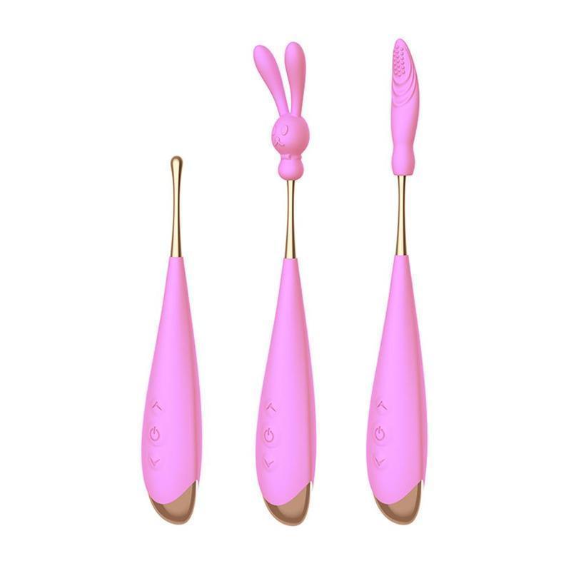 Clitoris and Nipple Vibrator Wand - 3 Heads & 7 Modes