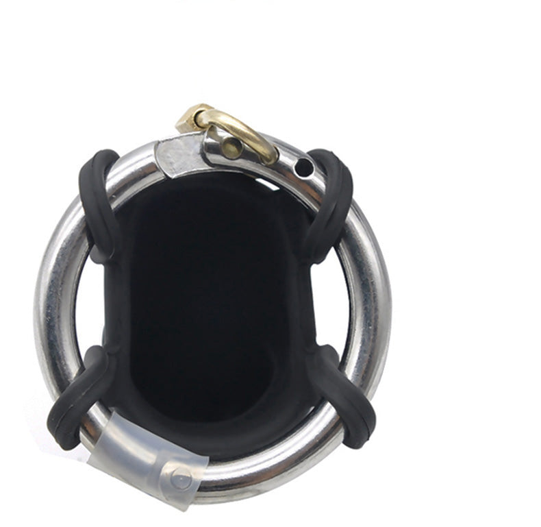 Black Silicone Chastity Cage with Metal Ball Ring