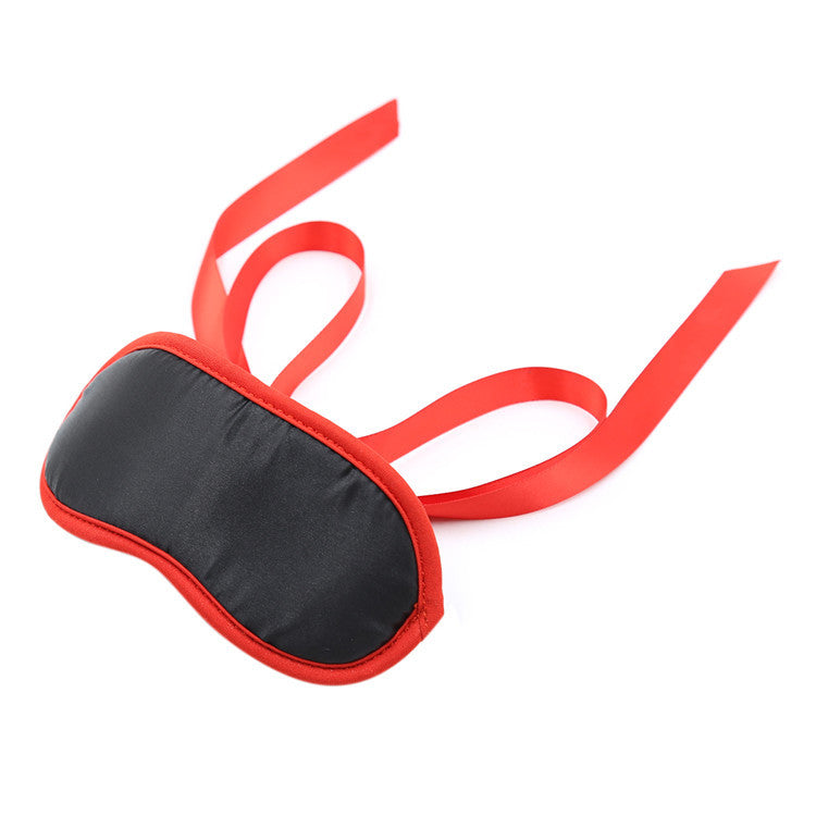 Silky Red and Black Ribbon Tie Eye Mask – Lace and Leather