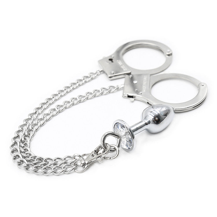 Jewelled Butt Plug Chain and Hand Cuffs