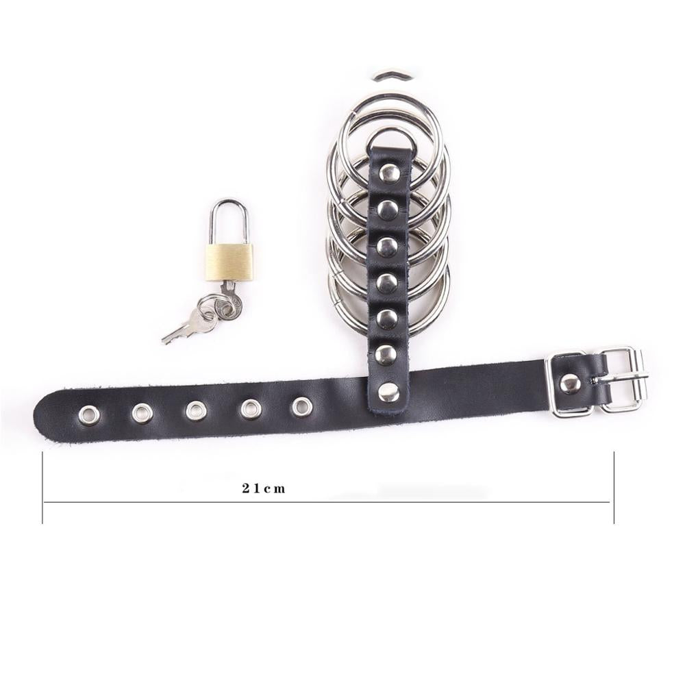 Lockable Leather and Steel Chastity Cage