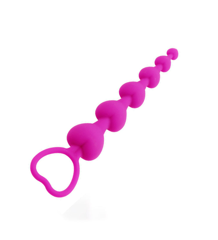 Silicone Anal Beads with Heart Shaped Handle