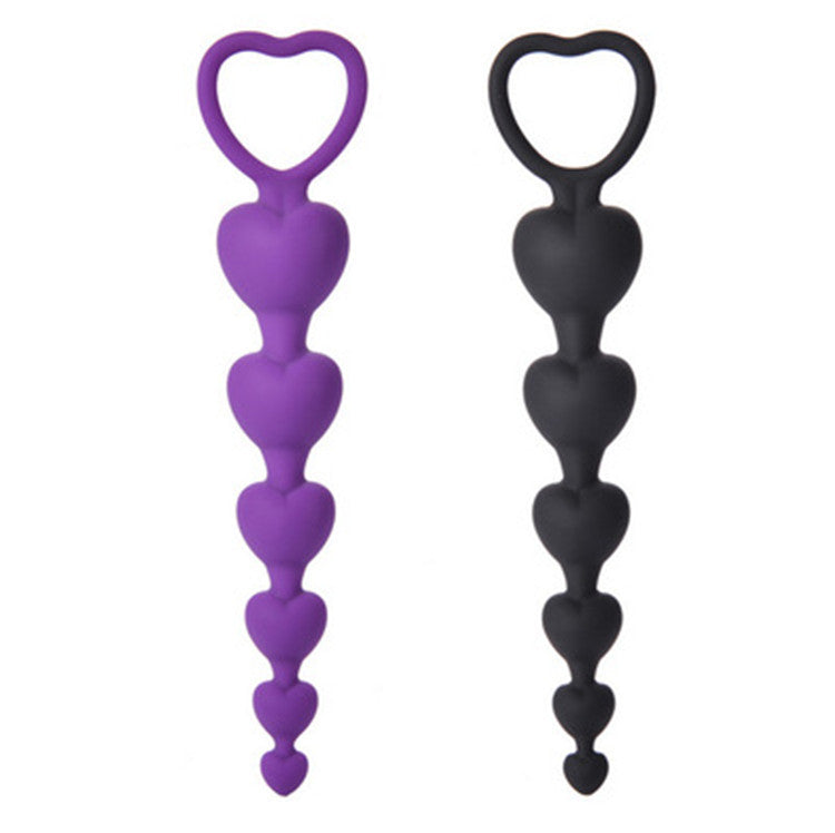 Silicone Anal Beads with Heart Shaped Handle