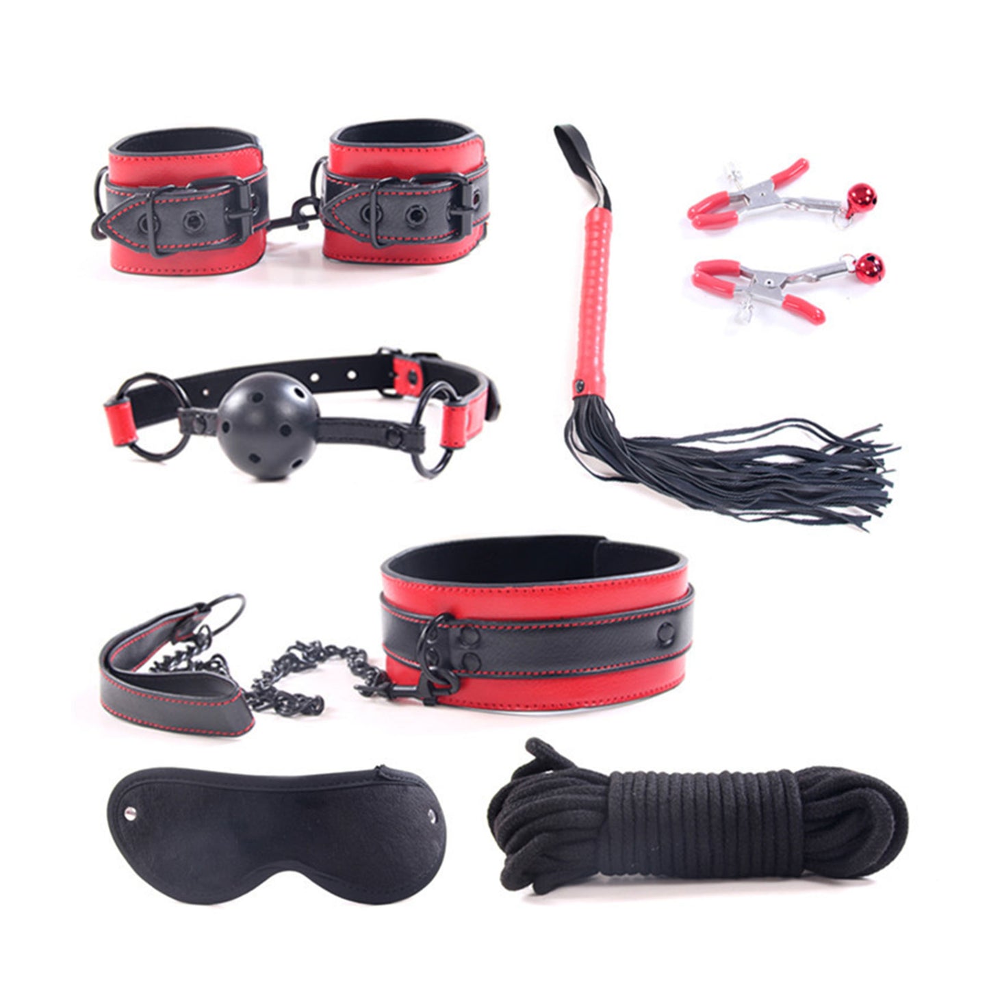 Beginners Black and Red Bondage Kit with Collar