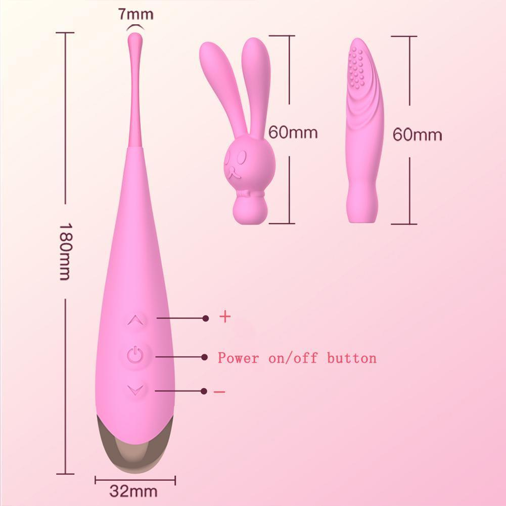 Clitoris and Nipple Vibrator Wand - 3 Heads & 7 Modes